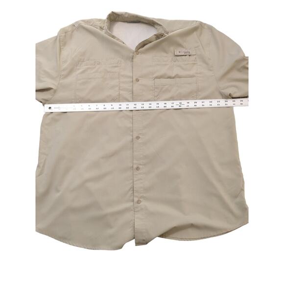 Columbia PFG Button Up Shirt Short Sleeve Performance Fishing Gear Tan Men’s XL - Picture 6 of 7